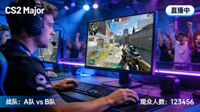 CS2 Major巴黎站直播画面，选手在紧张激烈的射击对抗中