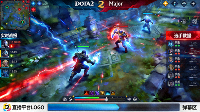 DOTA2 Major亚洲区预选赛直播画面，战队选手在比赛中专注操作
